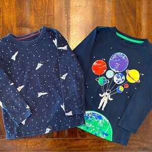 Bundle of TWO Mini Boden Space Themed Long Sleeve Shirts, Size 5-6 Y